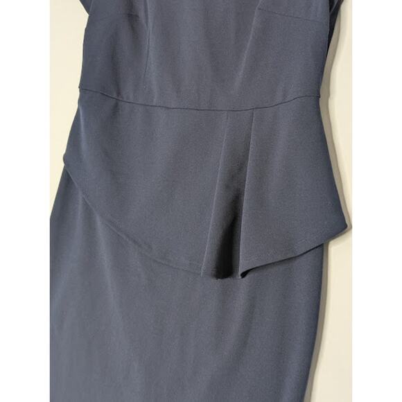 Elegant navy Peplum Work Dress with Bow Detail-size 6 ClassicStyle Office Twee - Picture 2 of 6